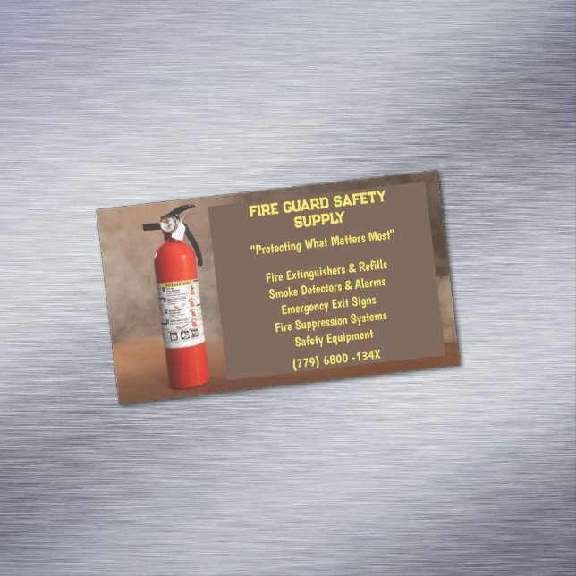 Smoke & Red Fire Extinguisher Fire Safety  Business Card Magnet (In Situ)
