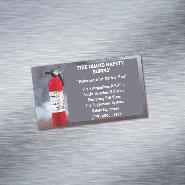 Smoke & Red Fire Extinguisher Fire Safety  Business Card Magnet (In Situ)
