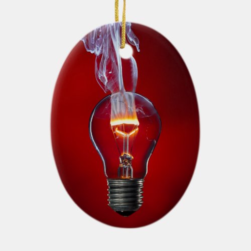 Smoke Rising from a Burned Out Light Bulb Ceramic Ornament