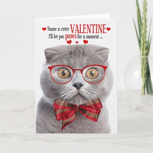 Smoke Scottish Fold Cat Valentine Feline Humor Holiday Card