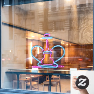 Smoke Shop Faux Neon Signboard Hookah Pipe Window Cling