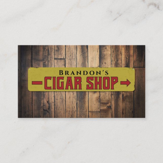 Smoke Shop Sign Personalized Name Cigar Store Business Card (Front)