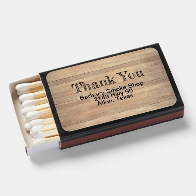 Smoke Shop Wood Look Business Promotion Matchboxes (Front Open)