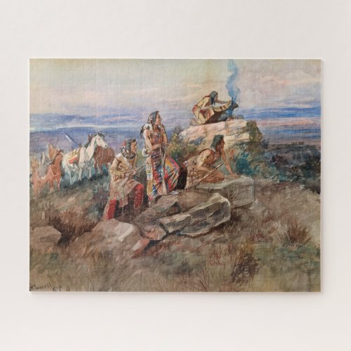 Smoke Signal by Charles Marion Russell Jigsaw Puzzle