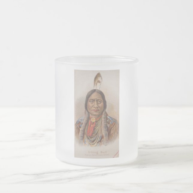 Smoke Signals: Lakota Indian Chief Sitting Bull Frosted Glass Coffee Mug (Center)