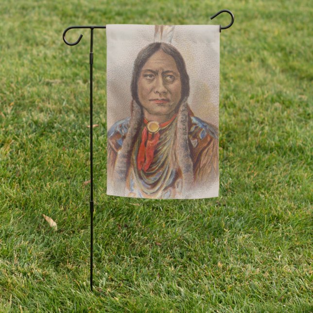 Smoke Signals: Lakota Indian Chief Sitting Bull Garden Flag (In SItu)