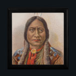 Smoke Signals: Lakota Indian Chief Sitting Bull Gift Box<br><div class="desc">In the swirling smoke of a bygone era, a weathered card tells a tale. On its surface, a stoic visage; Sitting Bull, the legendary Lakota chief, his gaze piercing through time. But this is no ordinary portrait. It's a cigarette card, a sliver of history tucked between puffs of tobacco. ---...</div>