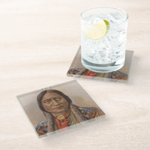 Smoke Signals: Lakota Indian Chief Sitting Bull Glass Coaster