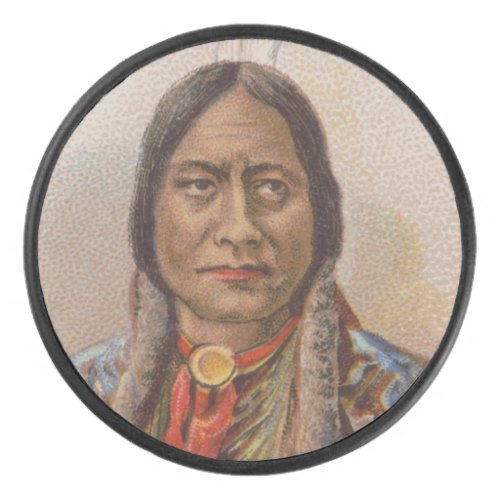 Smoke Signals Lakota Indian Chief Sitting Bull Hockey Puck