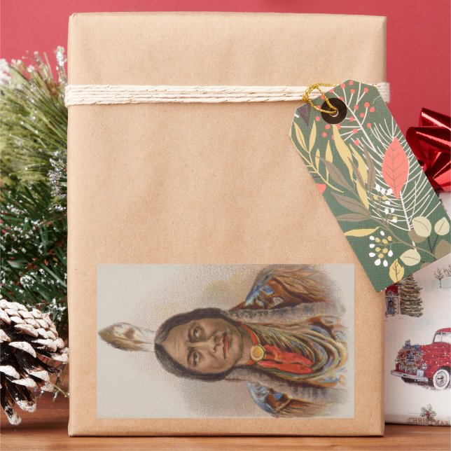 Smoke Signals: Lakota Indian Chief Sitting Bull Rectangular Sticker (Holiday)