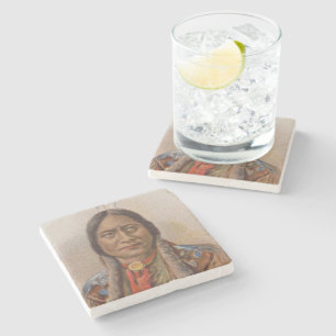 Smoke Signals: Lakota Indian Chief Sitting Bull Stone Coaster