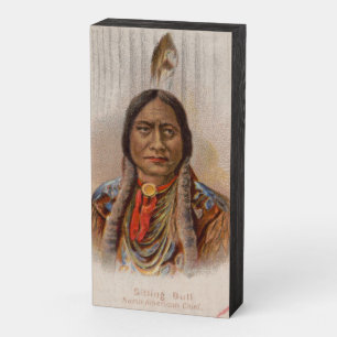 Smoke Signals: Lakota Indian Chief Sitting Bull Wooden Box Sign