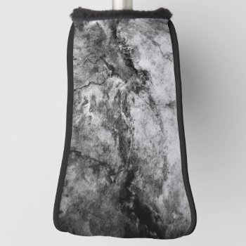 Smoke Streaked Black White Marble Stone Finish Golf Head Cover by sumwoman at Zazzle