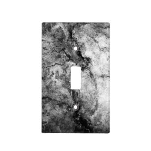 Smoke Streaked Black White marble stone finish Light Switch Cover