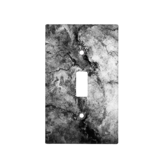 Smoke Streaked Black White marble stone finish Light Switch Cover (Front)