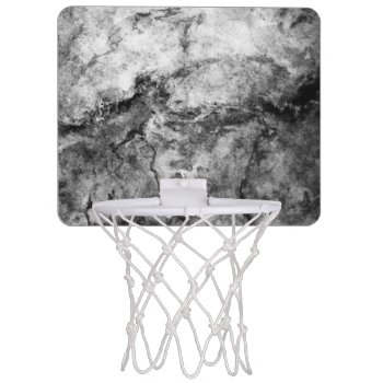 Smoke Streaked Black White Marble Stone Finish Mini Basketball Hoop by sumwoman at Zazzle