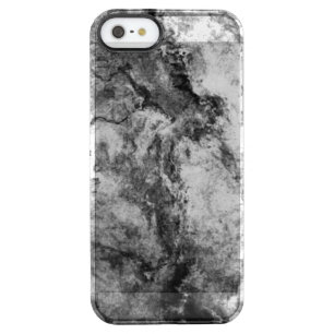 Smoke Streaked Black White marble stone finish Clear iPhone SE/5/5s Case