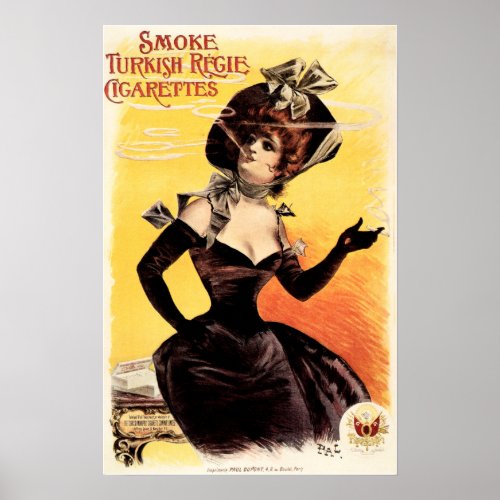 SMOKE TURKISH REGIE CIGARETTES Vintage Advertising Poster