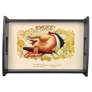 Smoke? Vintage Cigar Box Label Serving Tray