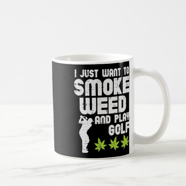 Smoke Weed Play Golf Golfing Thc Golfer Stoner  Coffee Mug (Right)