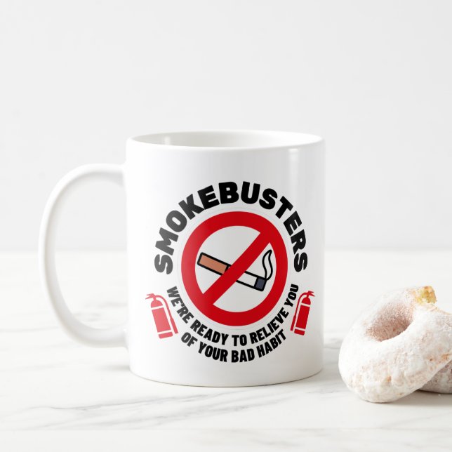 Smokebusters No Smoking Logo Coffee Mug (With Donut)