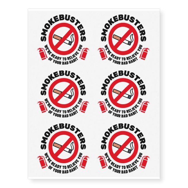 Smokebusters No Smoking Logo Temporary Tattoos (Front)