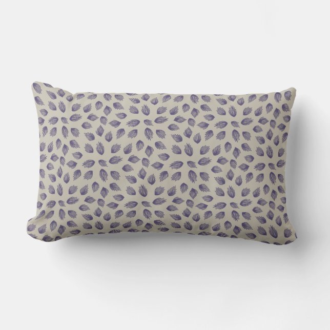 Smoked Purple and Taupe Floral Tufts Seamless Lumbar Pillow (Front)