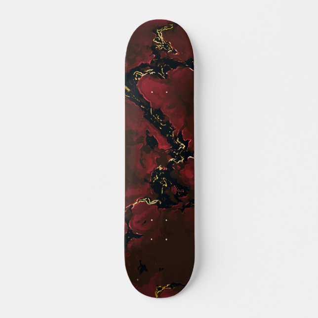 Smoked Red Chili Pepper Marble gold Skateboard (Front)