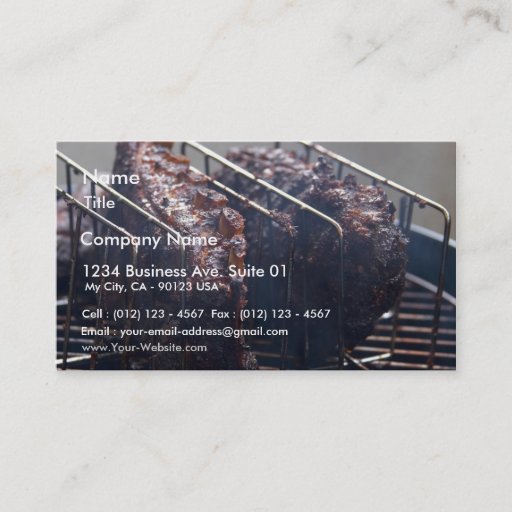 Customizable Smoked Ribs On Grill Business Cards