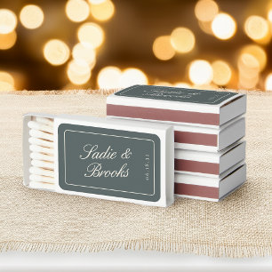 Smoked Spruce Classic Script Wedding Matchboxes
