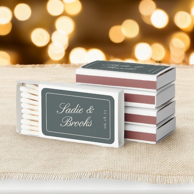 Smoked Spruce | Classic Script Wedding Matchboxes (Creator Uploaded)
