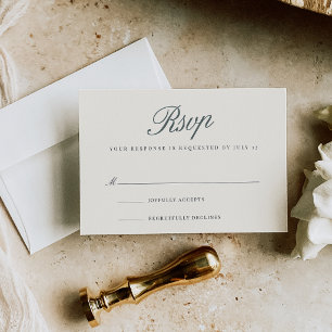 Smoked Spruce Classic Script Wedding RSVP Card