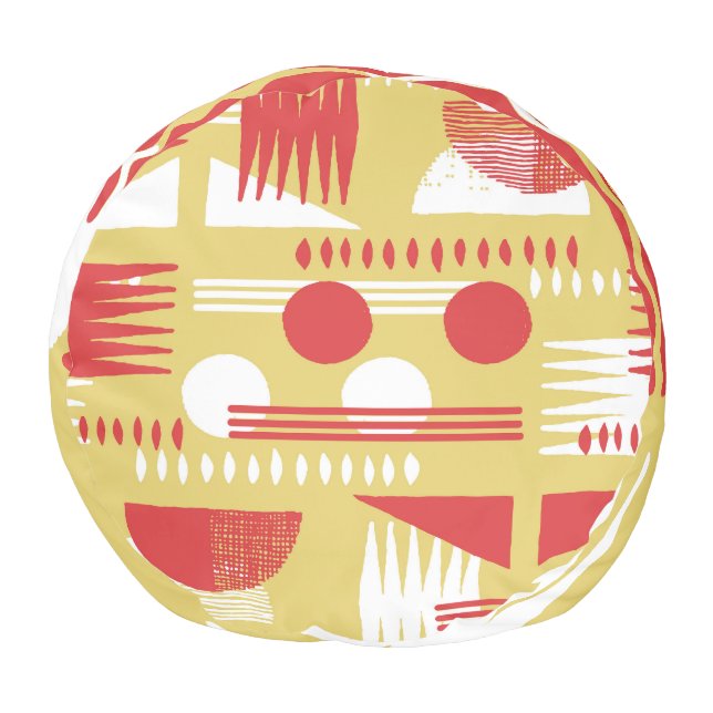 Smokeless Geometric: Yellow-Red Vintage. Pouf (Bottom)