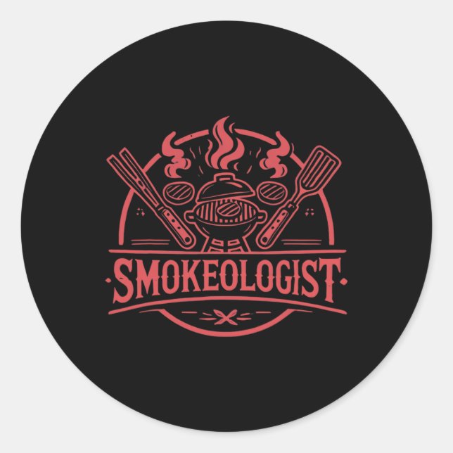 Smokeologist Bbq Smoker Meat Smoking Tools Grillin Classic Round Sticker (Front)