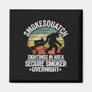 Smokesquatch Sasquatch Smoking Meat Grill Funny Bi Magnet