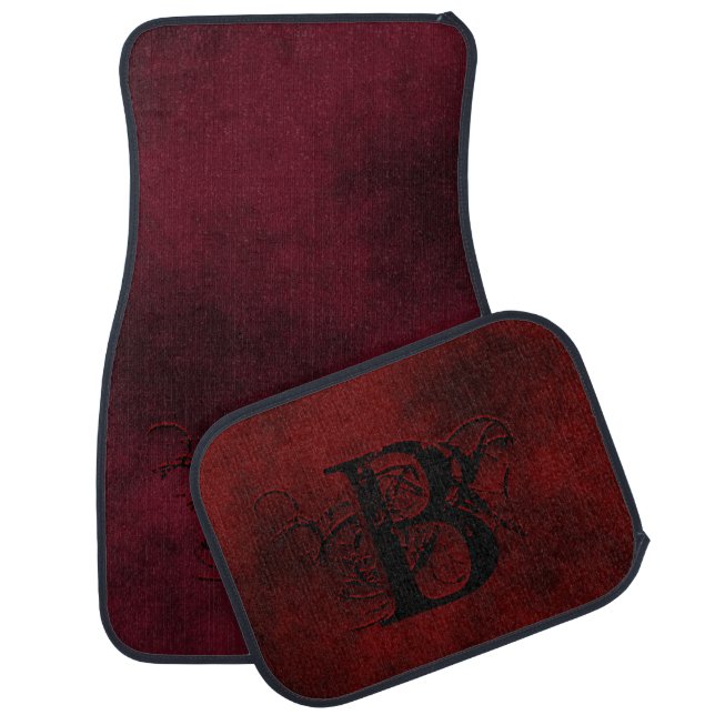 Smokey Autumn Burgundy Red Monogrammed Car Floor Mat (Set)