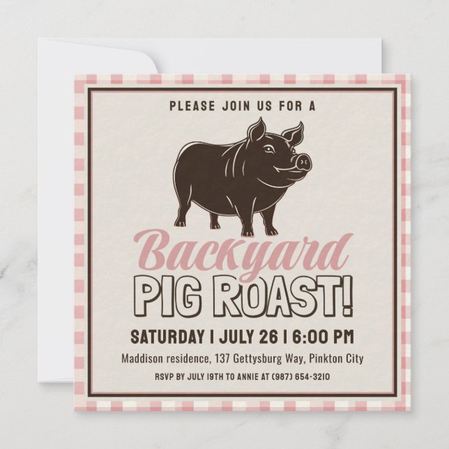 Smokey Backyard BBQ Pig Roast Invitation (Front)