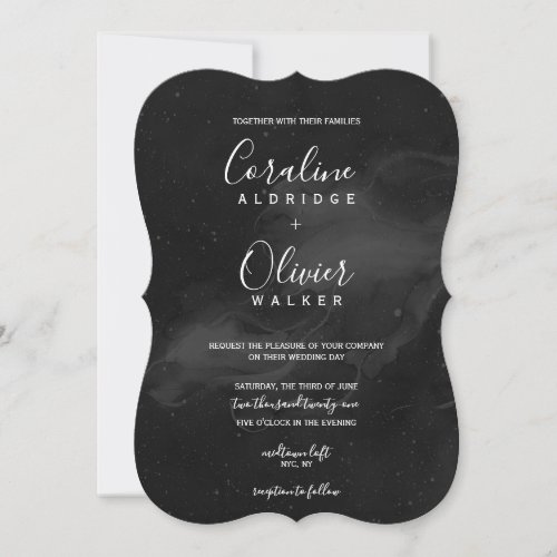 Smokey Black Watercolor Wedding Invitation