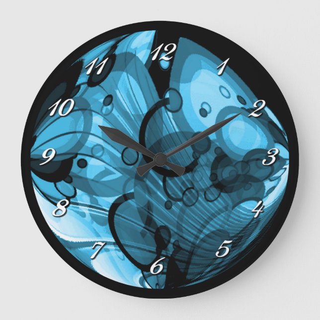 Smokey Blue Abstract Wall Clock (Front)