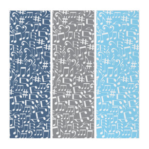 Smokey Blue Grey Light Blue Harmonious Music Triptych