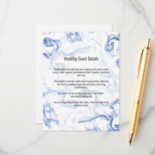Smokey Blue Mist Wedding Details Enclosure Card