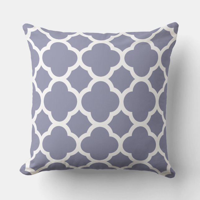 Smokey Blue Quatrefoil pattern Throw Pillow (Front)