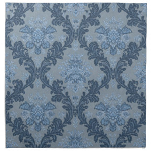 Smokey Blue Slate Soft Powder Blue Elegant Damask Cloth Napkin