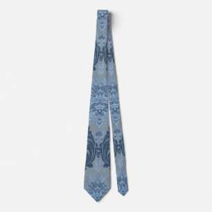 Smokey Blue Slate Soft Powder Blue Elegant Damask Neck Tie