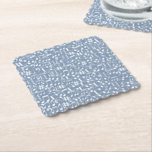 Smokey Blue w Dancing Music Notes Paper Coaster