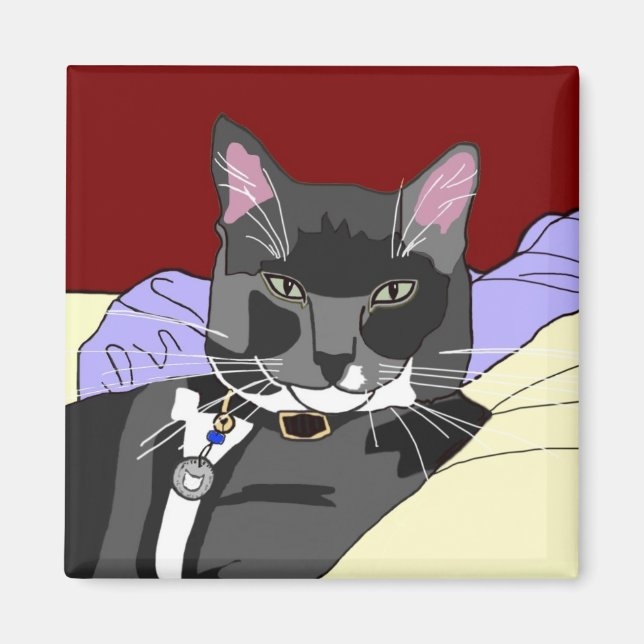 Smokey Cat Square Magnet (Front)