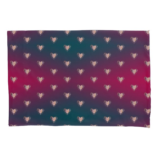 Smokey Fuschia and Fancy Hearts Pillow Case (Front-Left)