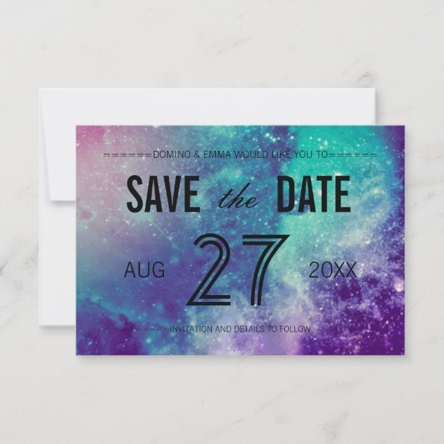 Smokey Galaxy Save the Date Cards (Front)