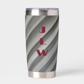 Smokey Gray Monochrome Diagonal Stripes Monogram