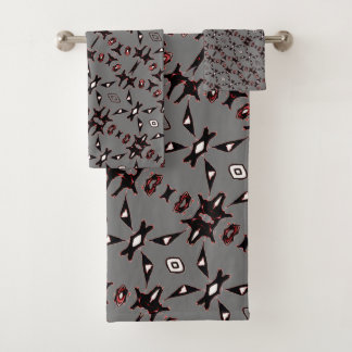 Smokey Gray Native Line Art Towel Set 